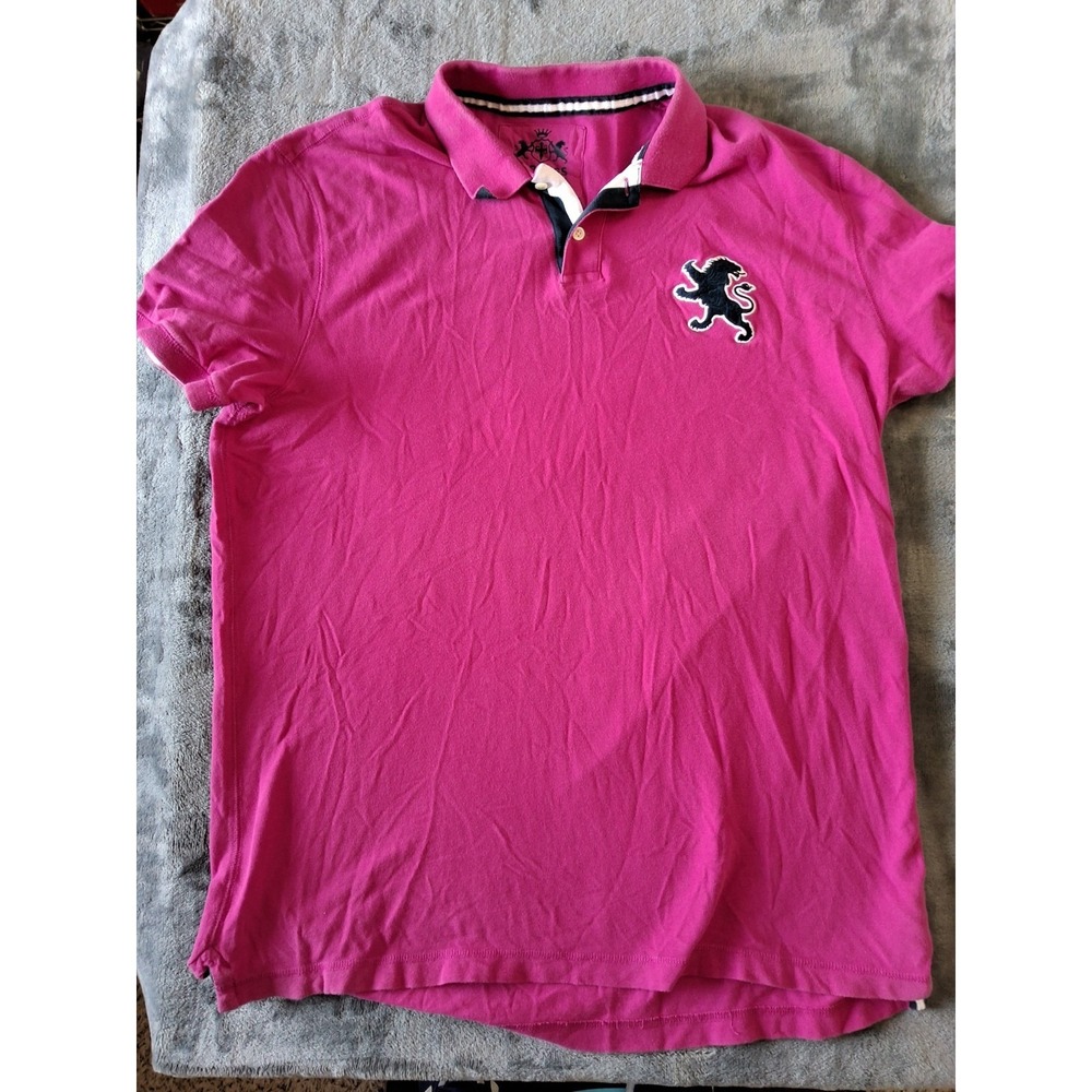 Mens XXL Express Short Sleeve Polo Shirt Pink Large‎ Lion Logo Classic
